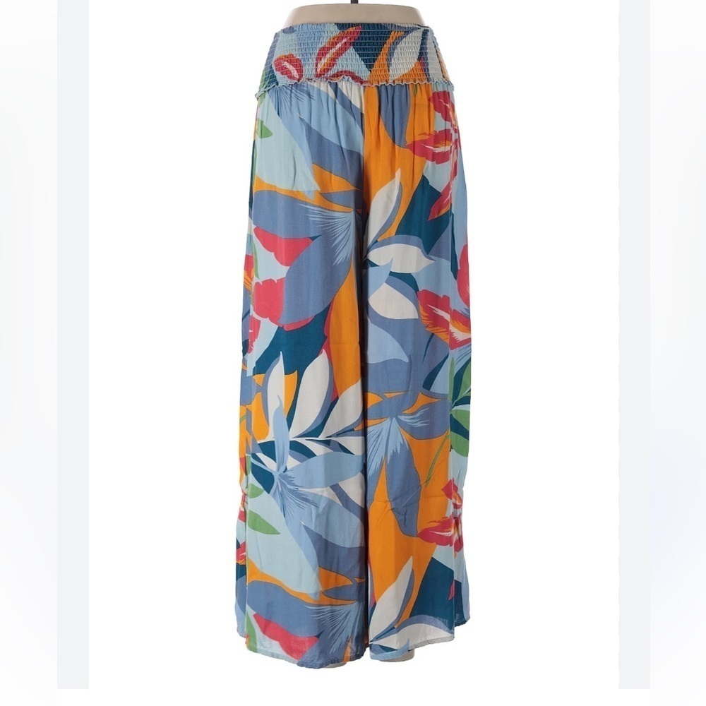 [L] Goa Beachwear By Japna Red Orange Palazzo Jumpsuit wide leg Tropical smock